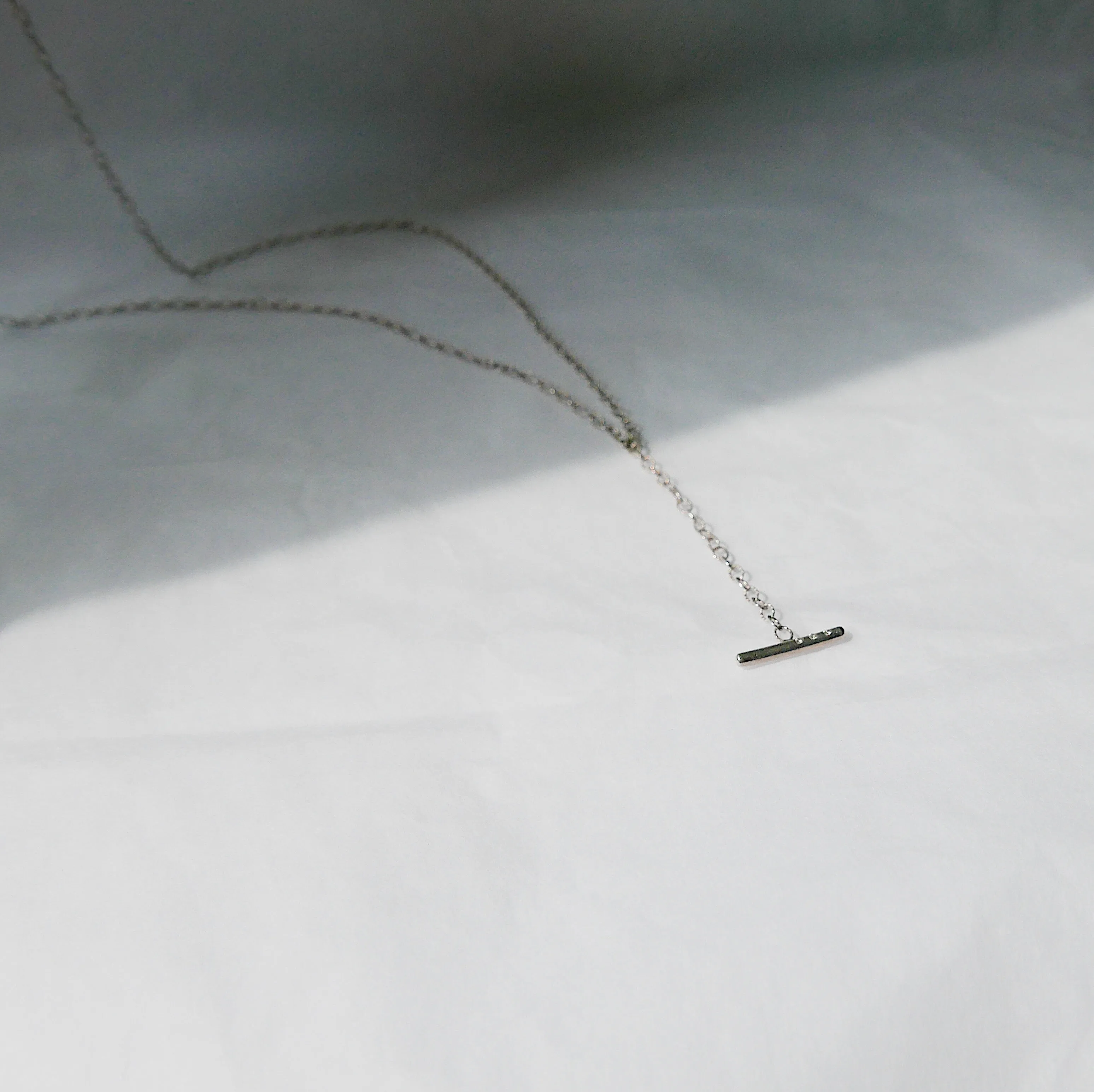 Double Chain Diamond Bar Necklace - Small