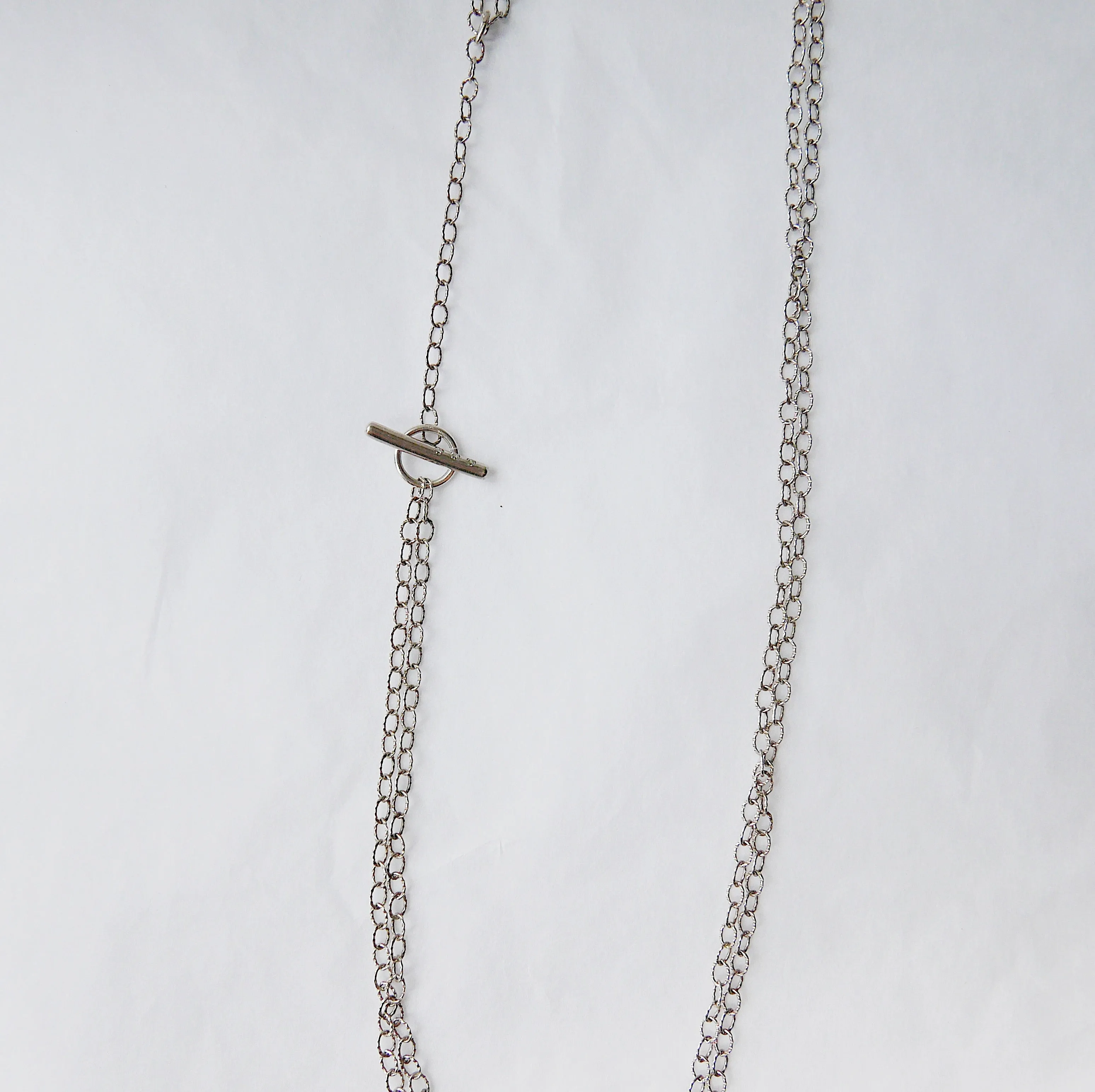 Double Chain Diamond Bar Necklace - Small