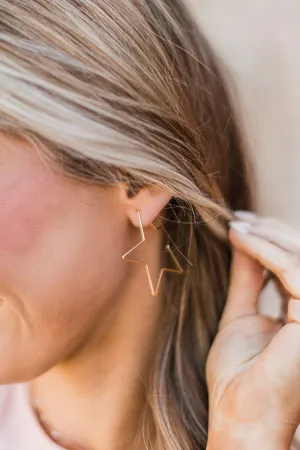 Dreaming Of The Stars Hoop Earrings- Gold