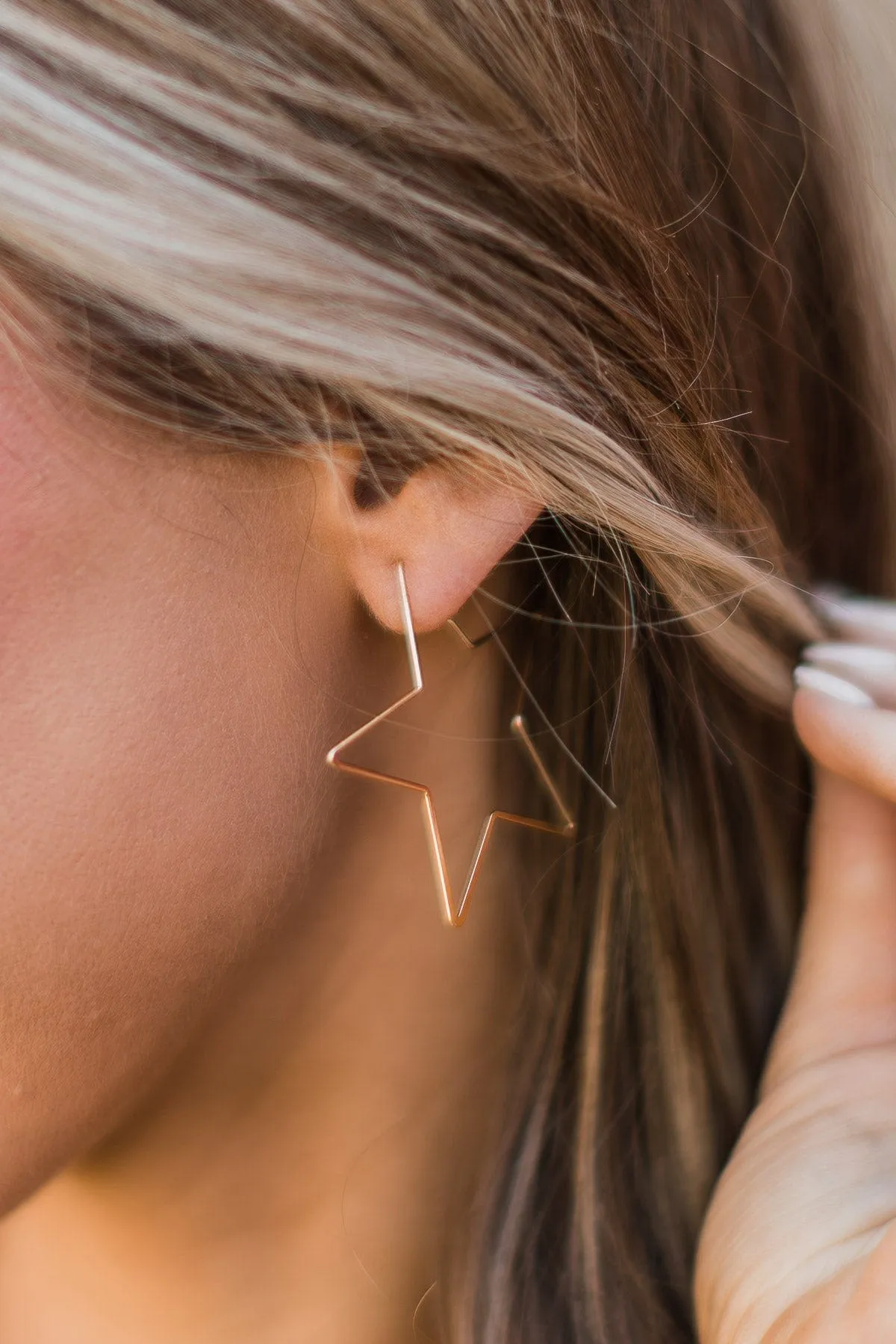 Dreaming Of The Stars Hoop Earrings- Gold