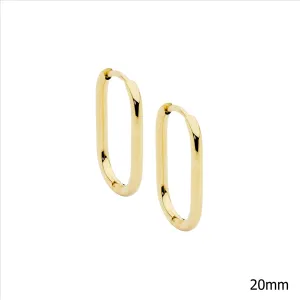 Ellani Sleek Gold-Plated Oval Hoop Earrings
