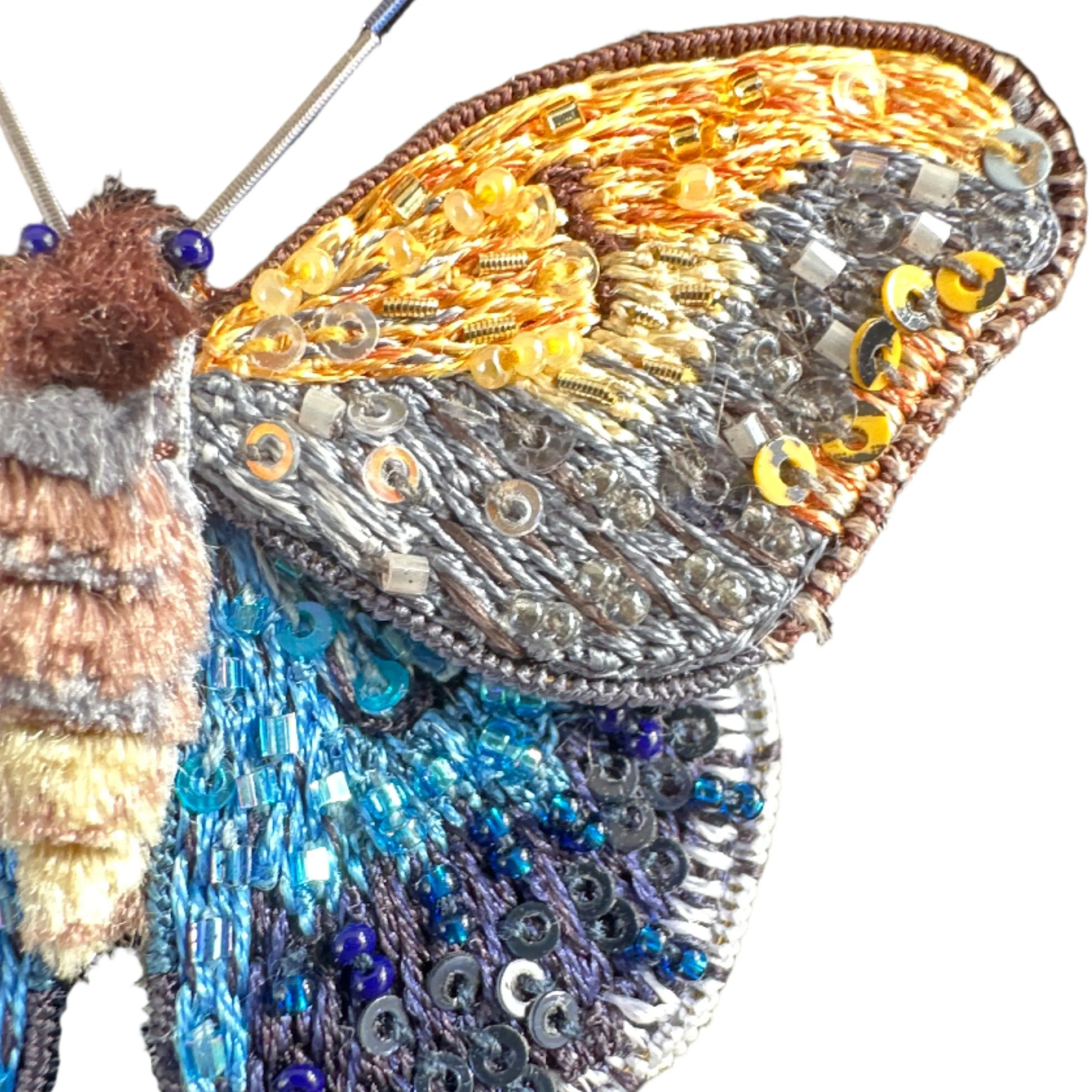 Embroidered & Beaded Brooch - Giant Owl Butterfly