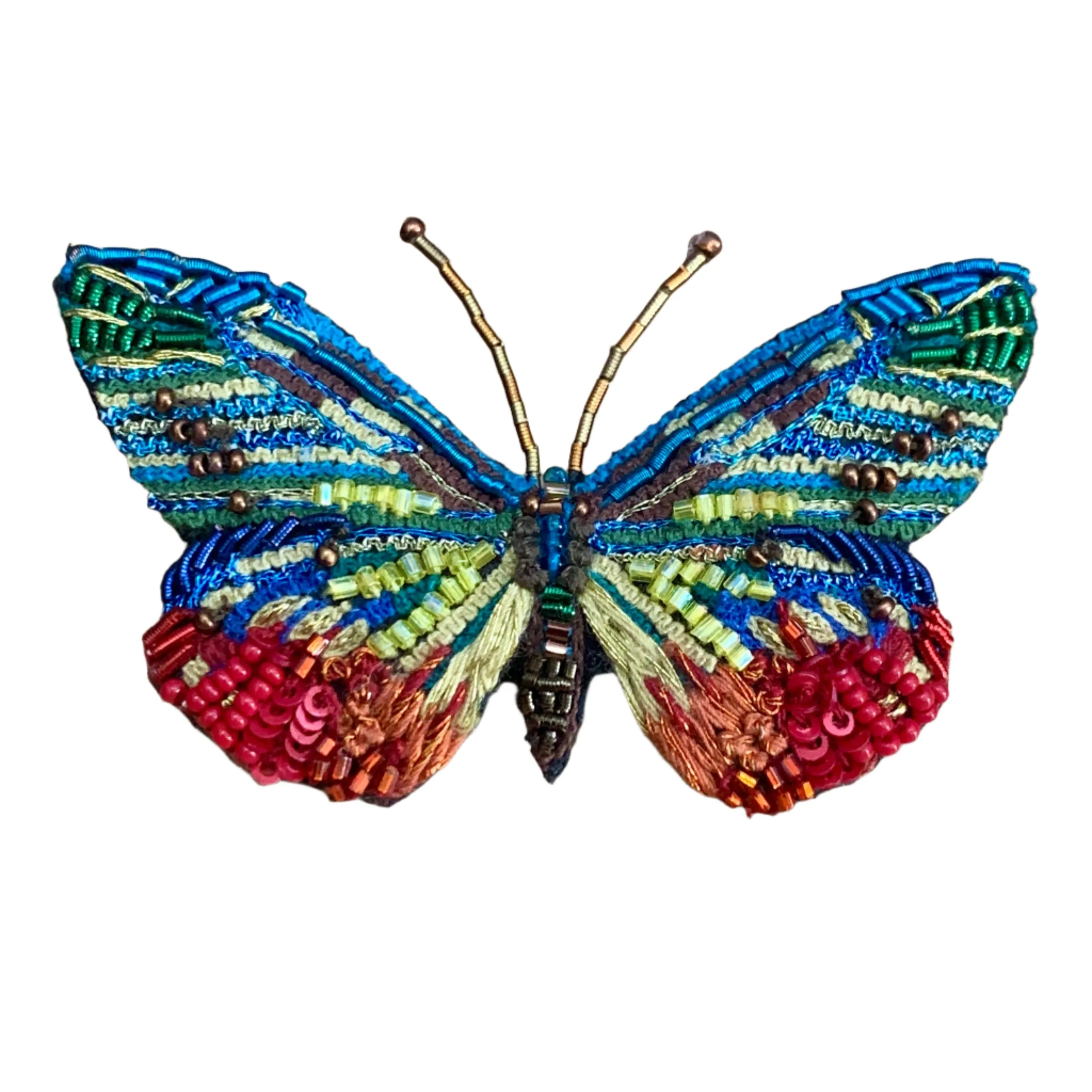 Embroidered and Beaded Brooch India - Cepora Butterfly