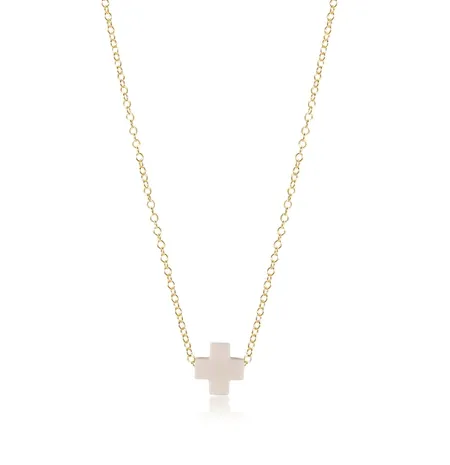 ENewton 16" Necklace Gold - Signature Cross Off White