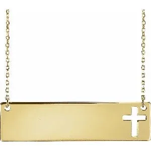 Engravable Pierced Cross Bar 16-18" Necklace 86531