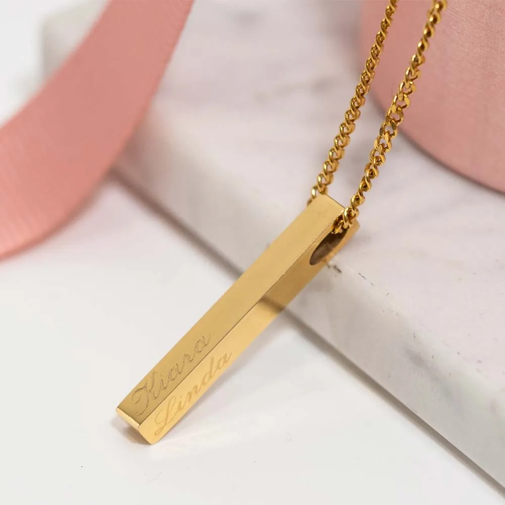 Engraved bar necklace