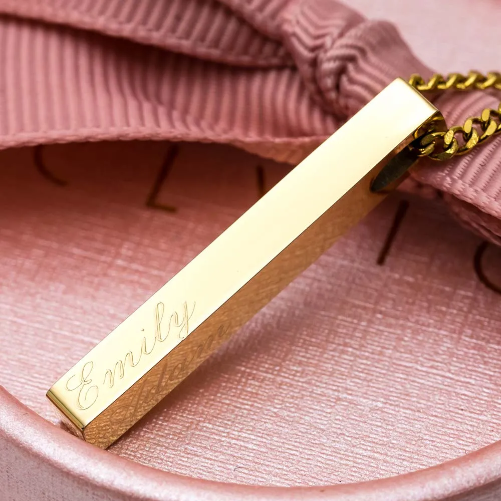 Engraved bar necklace