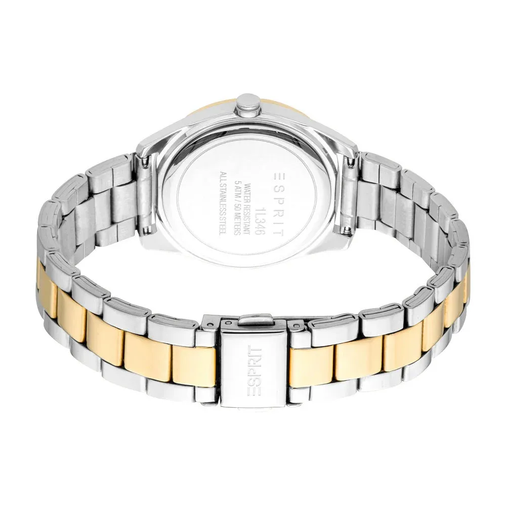 Esprit Coast Ladies Silver Dial Two-Tone Silver Gold Plated Watch