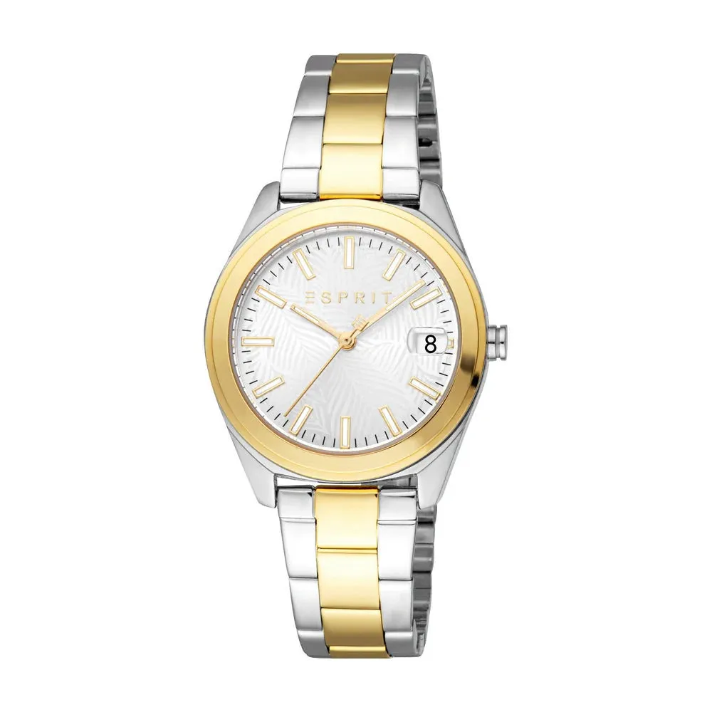 Esprit Coast Ladies Silver Dial Two-Tone Silver Gold Plated Watch