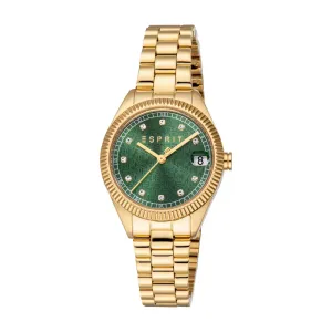 Esprit Leilani Ladies Green Dial Stainless Steel Gold Plated Watch