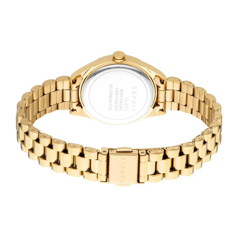 Esprit Leilani Ladies Green Dial Stainless Steel Gold Plated Watch