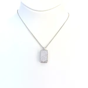 Esprit Necklace Silver Color Chain With Bar Pendant With Stone 9.25 Silver