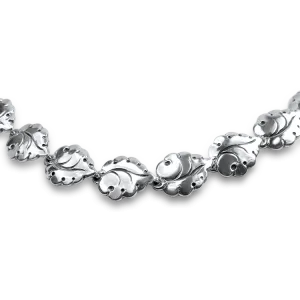 Estate Sterling Silver Leaf Link Necklace