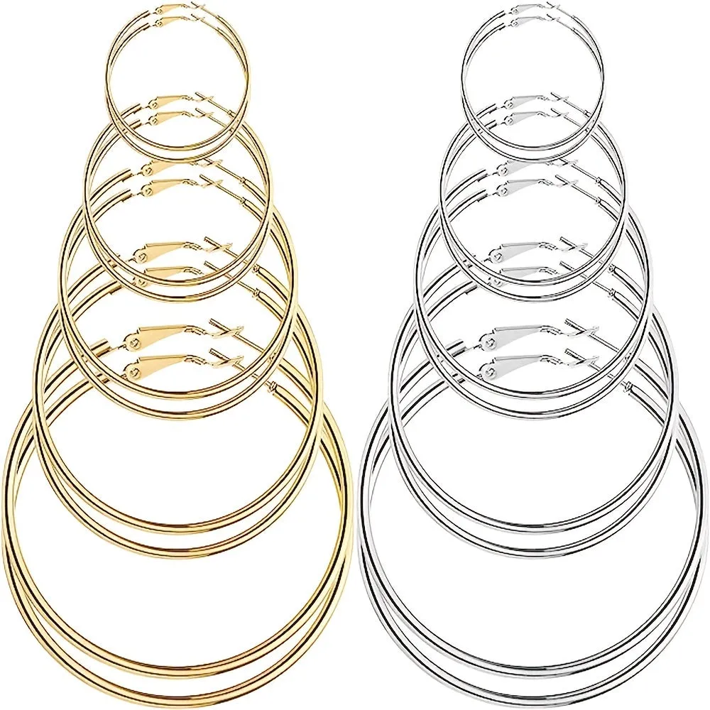 Exaggerated Face Thin Plating Big Hoop Earrings for Men