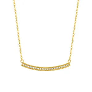 FANCIME "The Row" Diamond Bar 14K Solid Yellow Gold Necklace