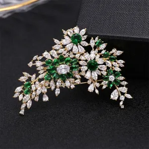 Fashion Luxury Cubic Zirconia Flower Brooch Suit Brooch Pin