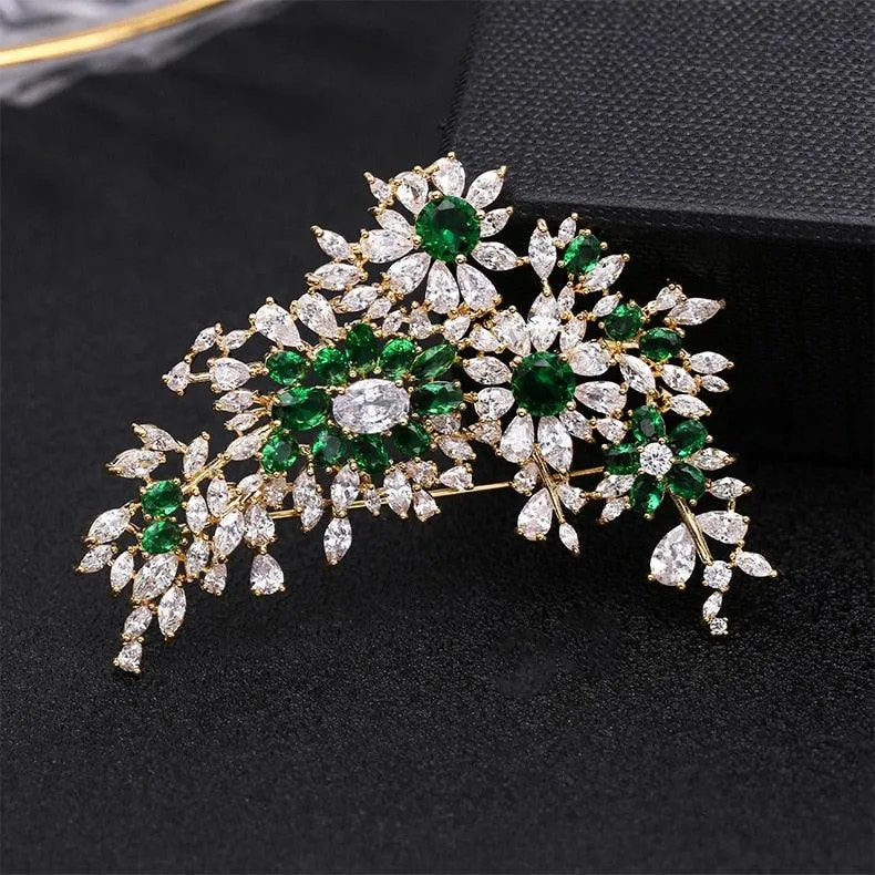 Fashion Luxury Cubic Zirconia Flower Brooch Suit Brooch Pin