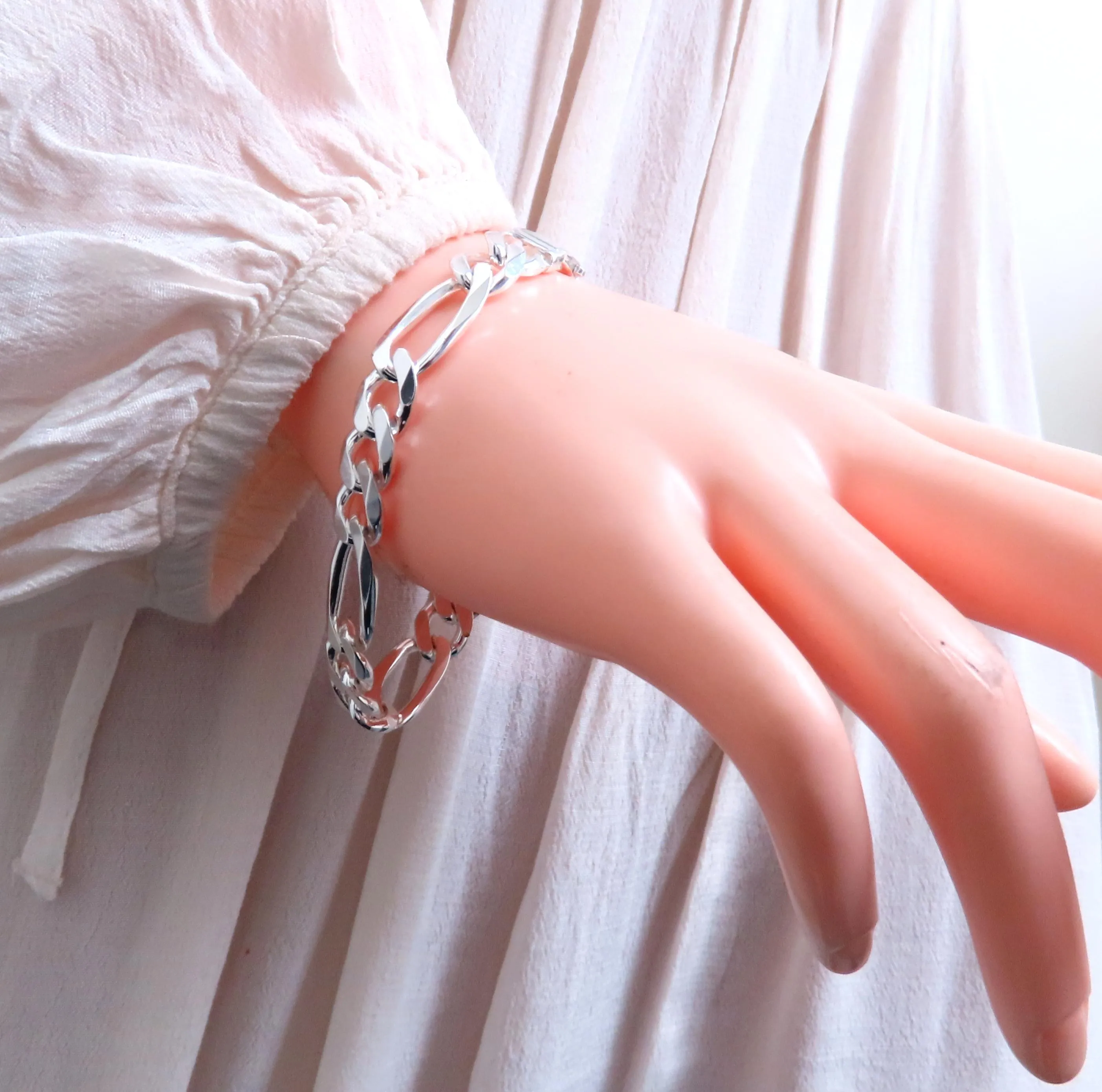 Figaro Bracelet 9.5mm Sterling Silver 8.25inch 12444