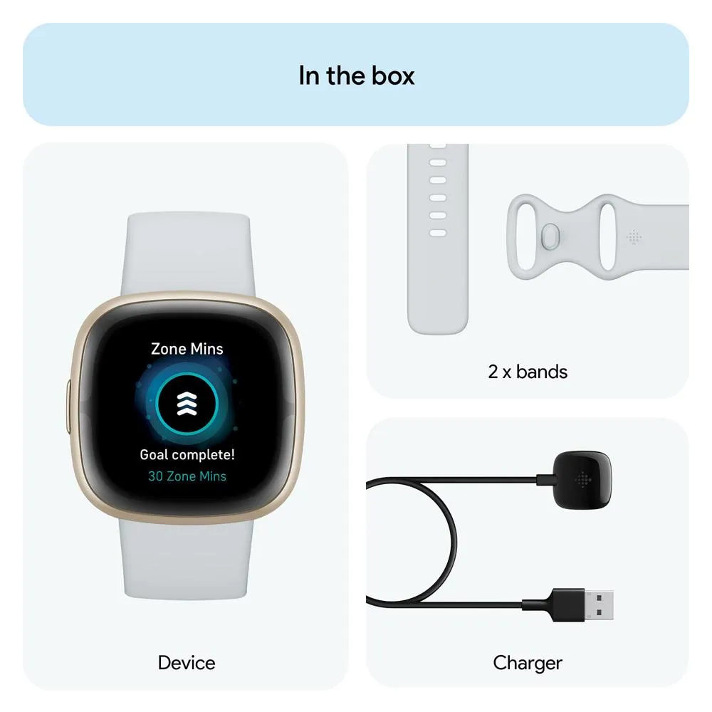 Fitbit Sense 2 Advanced Health & Fitness Smartwatch, Blue Mist w/ 2 YR Warranty Bundle