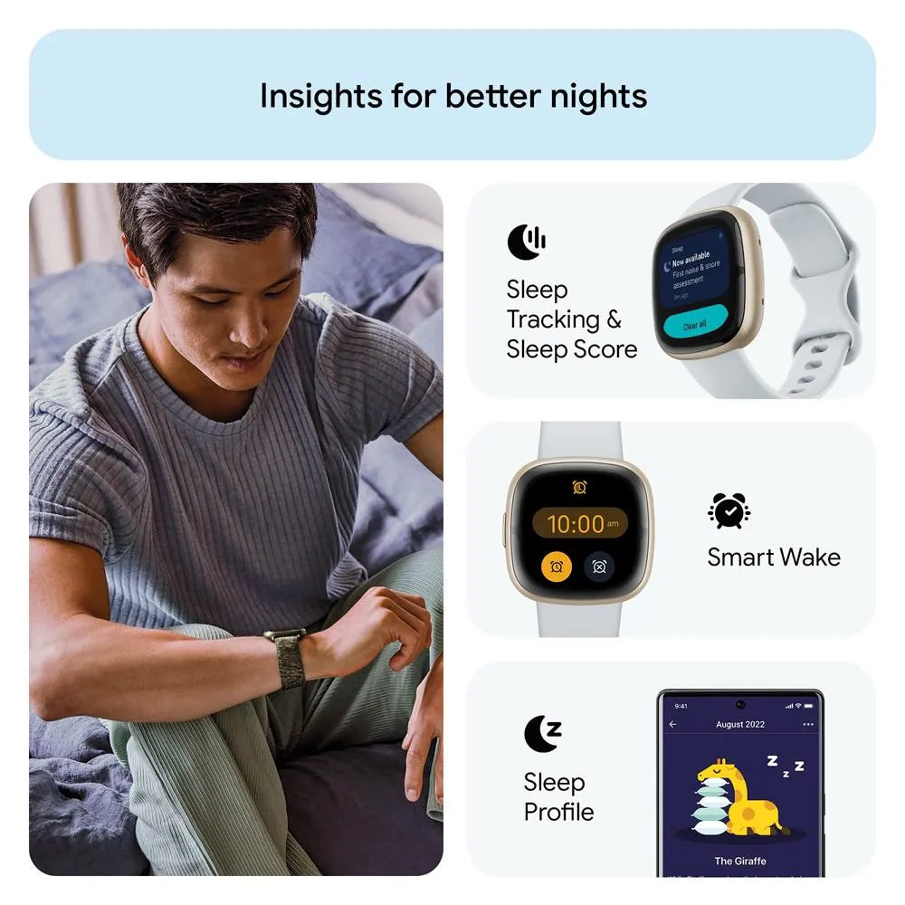 Fitbit Sense 2 Advanced Health & Fitness Smartwatch, Blue Mist w/ 2 YR Warranty Bundle
