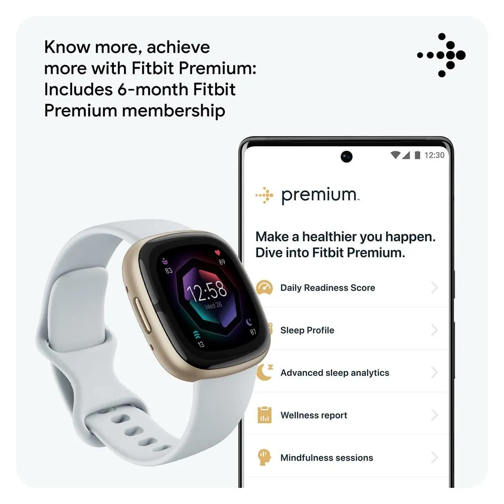 Fitbit Sense 2 Advanced Health & Fitness Smartwatch, Blue Mist w/ Fitness Bundle