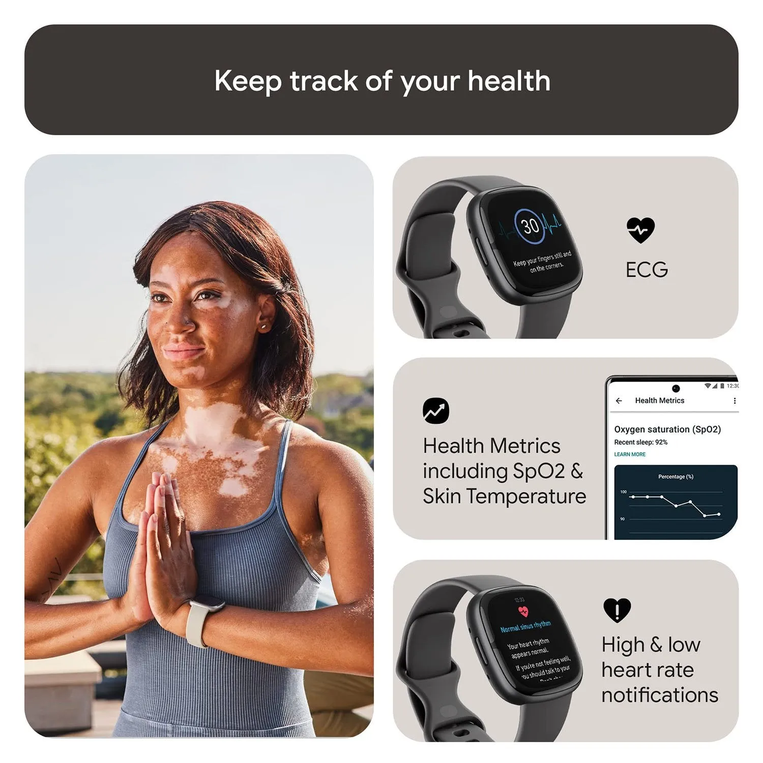 Fitbit Sense 2 Advanced Health & Fitness Smartwatch, Sleep Tools - Shadow Grey/Graphite