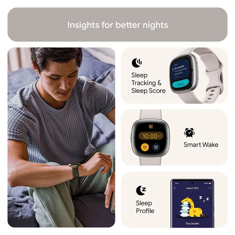 Fitbit Sense 2 Advanced Health & Fitness Smartwatch, Sleep Tools w/ 2YR Warranty Bundle