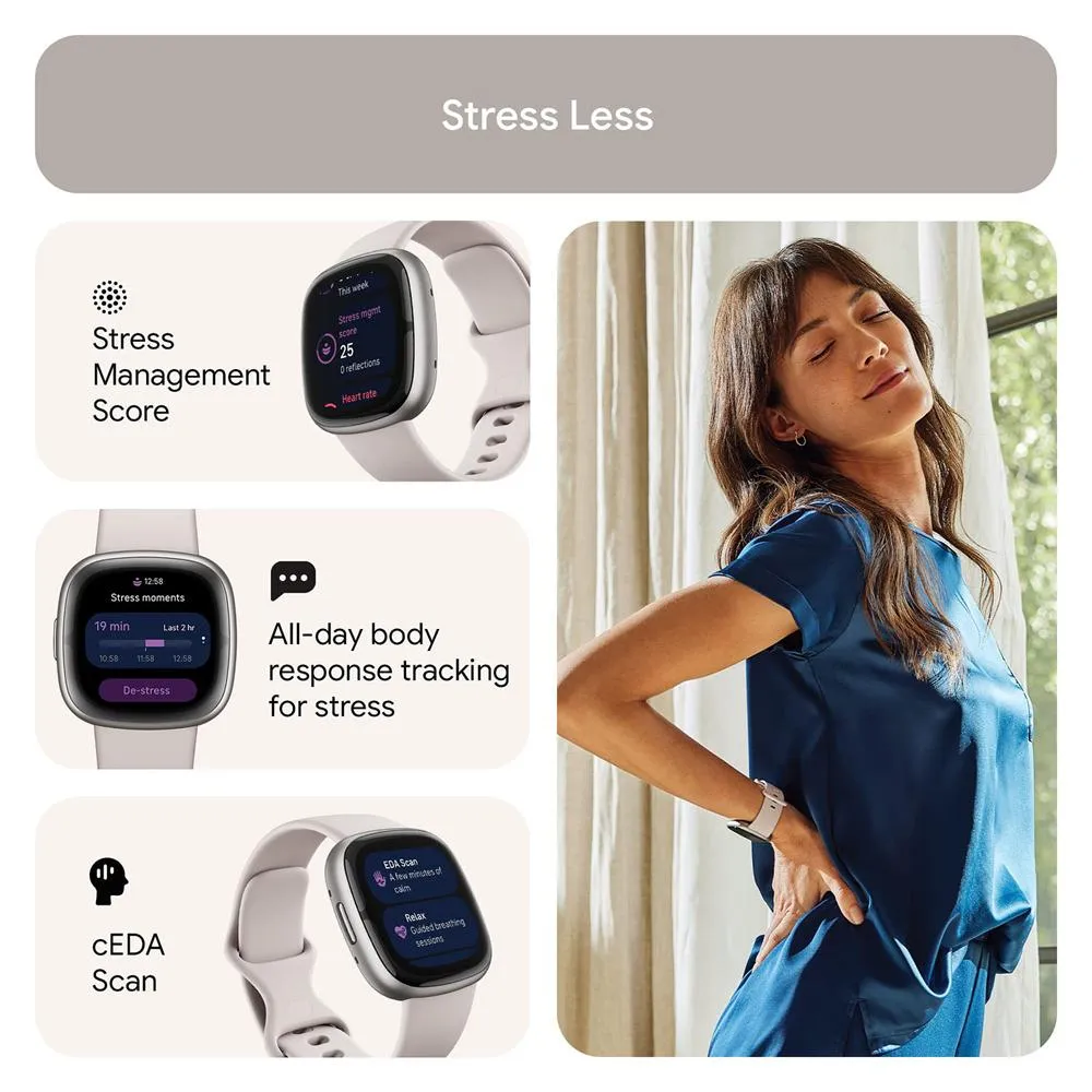 Fitbit Sense 2 Advanced Health & Fitness Smartwatch, Sleep Tools w/ 2YR Warranty Bundle