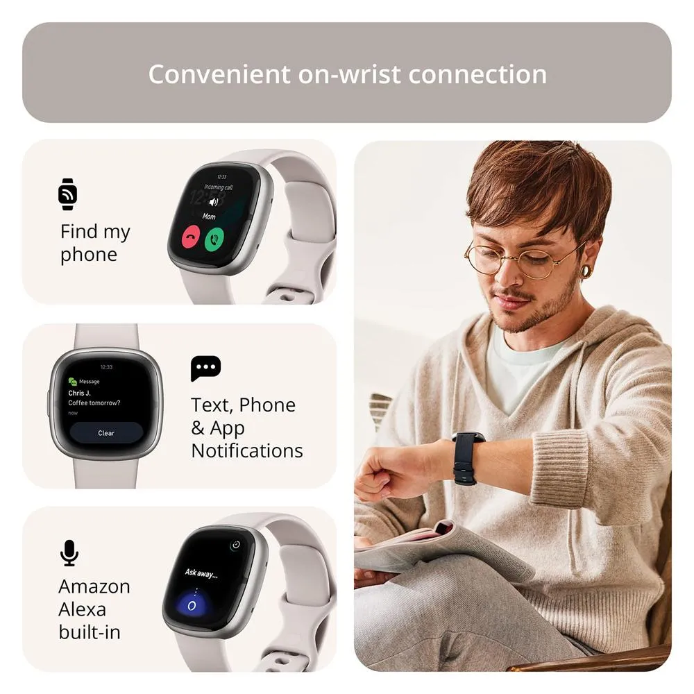 Fitbit Sense 2 Advanced Health & Fitness Smartwatch, Sleep Tools w/ 2YR Warranty Bundle