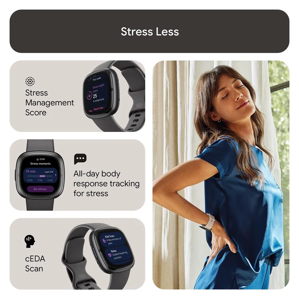 Fitbit Sense 2 Advanced Health & Fitness Smartwatch, Sleep Tools w/2 YR Warranty Bundle