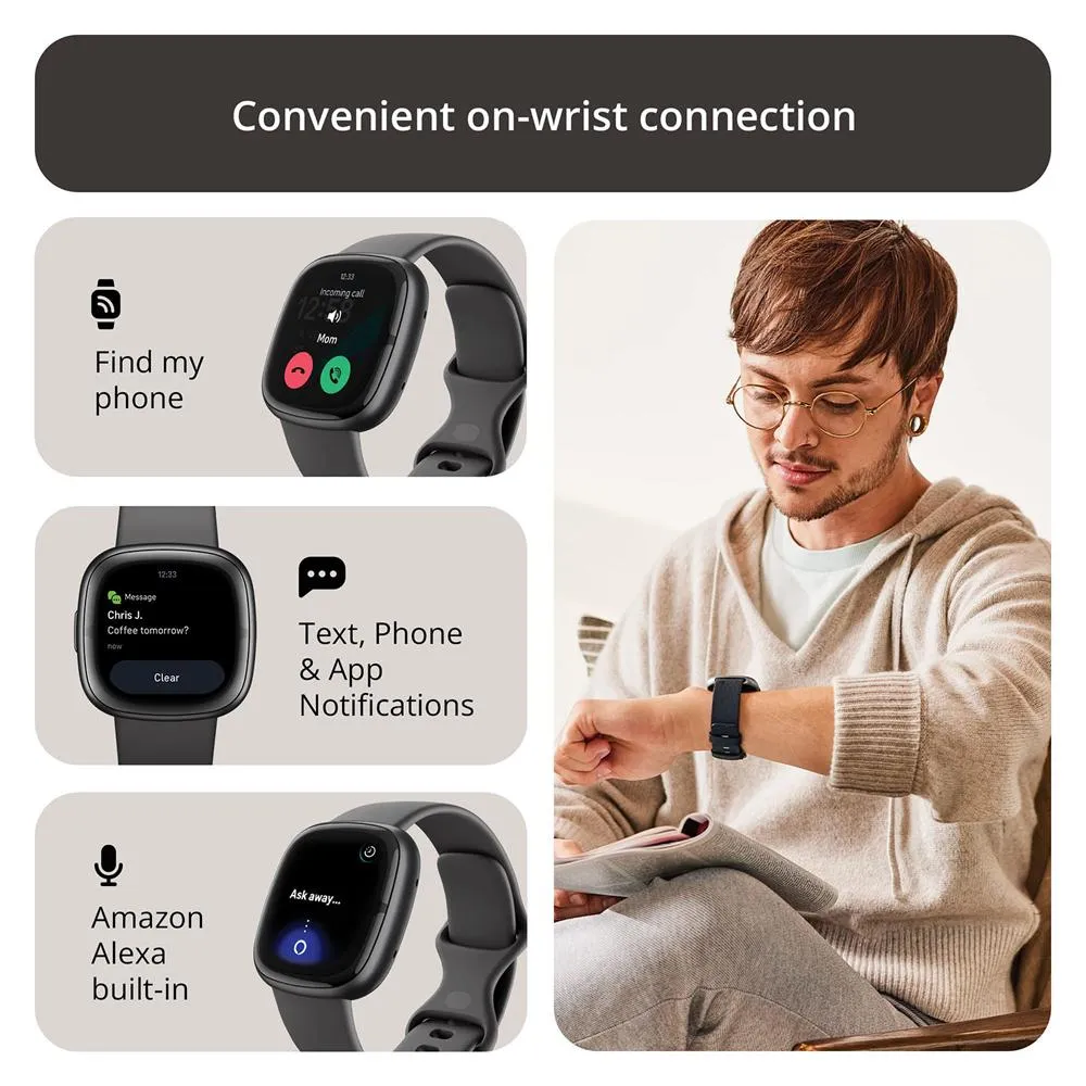 Fitbit Sense 2 Advanced Health & Fitness Smartwatch, Sleep Tools w/2 YR Warranty Bundle