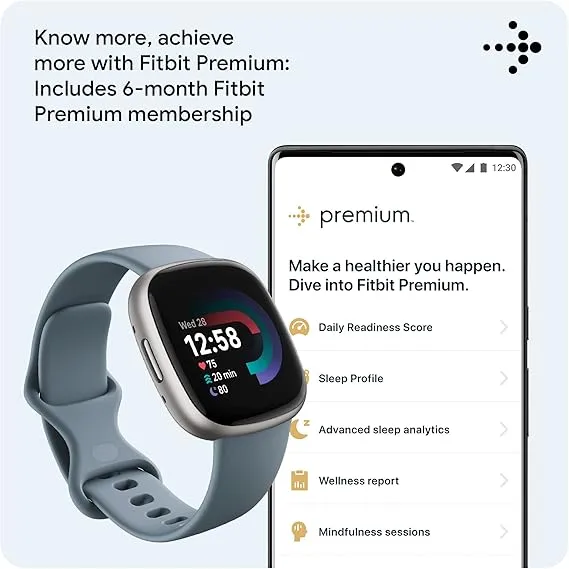 Fitbit Versa 4: Advanced Fitness Smartwatch with Built-in GPS   24/7 Heart Rate, Daily Readiness Score, 40  Exercise Modes, Sleep & Stress Tracking | 1-Year Warranty, 14-Day Hassle-Free Returns