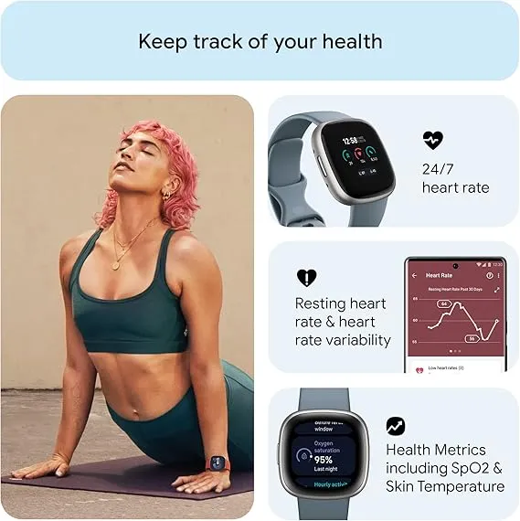 Fitbit Versa 4: Advanced Fitness Smartwatch with Built-in GPS   24/7 Heart Rate, Daily Readiness Score, 40  Exercise Modes, Sleep & Stress Tracking | 1-Year Warranty, 14-Day Hassle-Free Returns