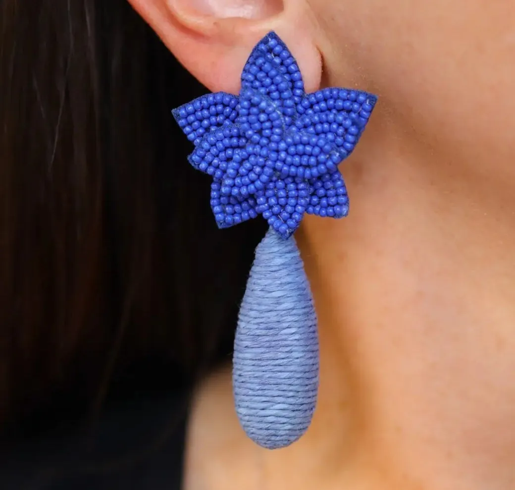 Flora Dangle Earrings  Sapphire Blue