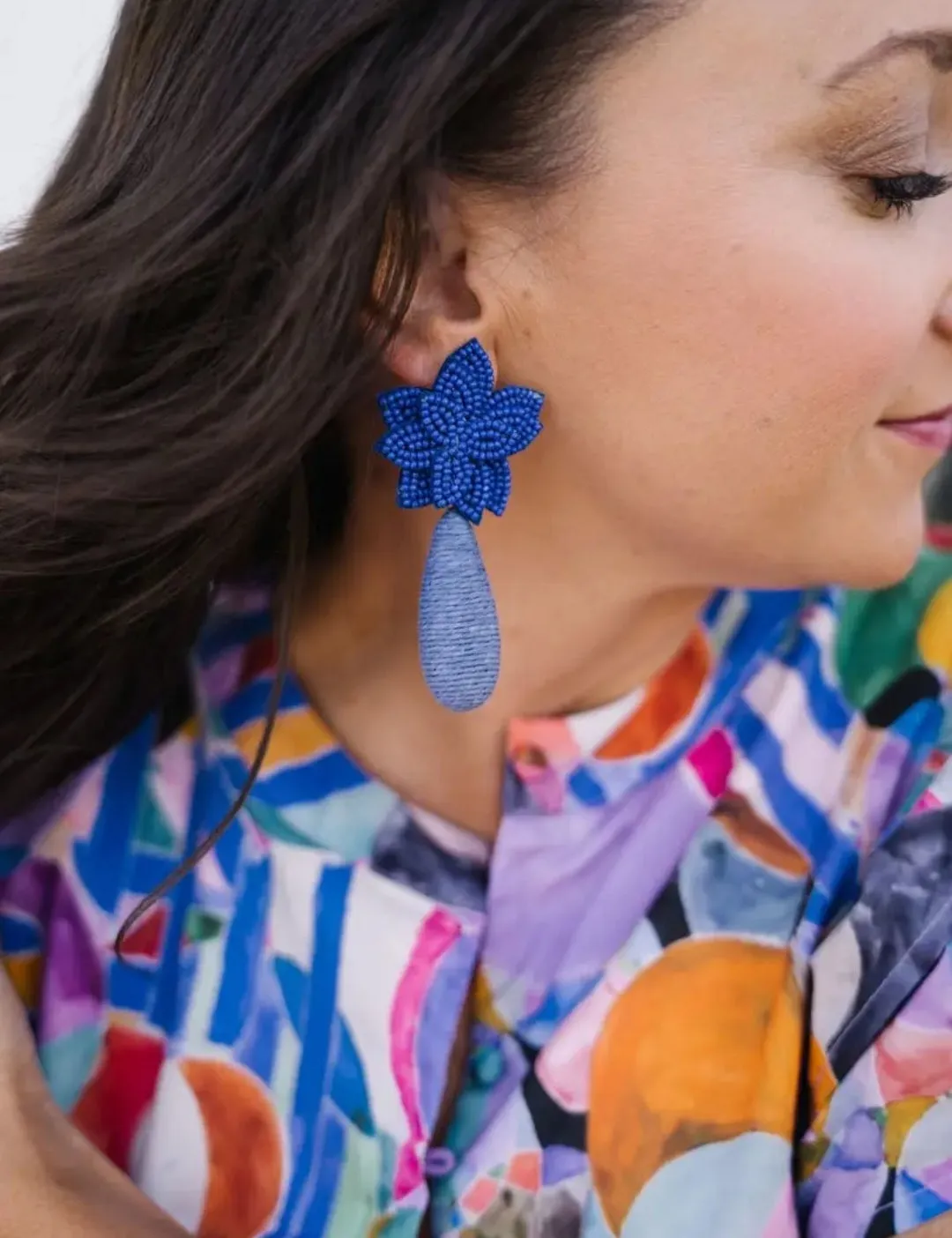 Flora Dangle Earrings  Sapphire Blue