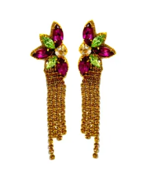 Flower Dangle Earrings - Mardi Gras