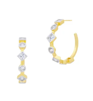 Freida Rothman Midnight Mosaic Hoop Earrings