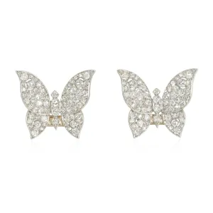 French Art Deco diamond butterfly brooches