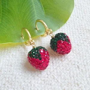 Fresh Cut Strawberry Dangle Huggie Earrings – Playful & Lightweight Jewelry