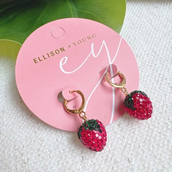 Fresh Cut Strawberry Dangle Huggie Earrings – Playful & Lightweight Jewelry