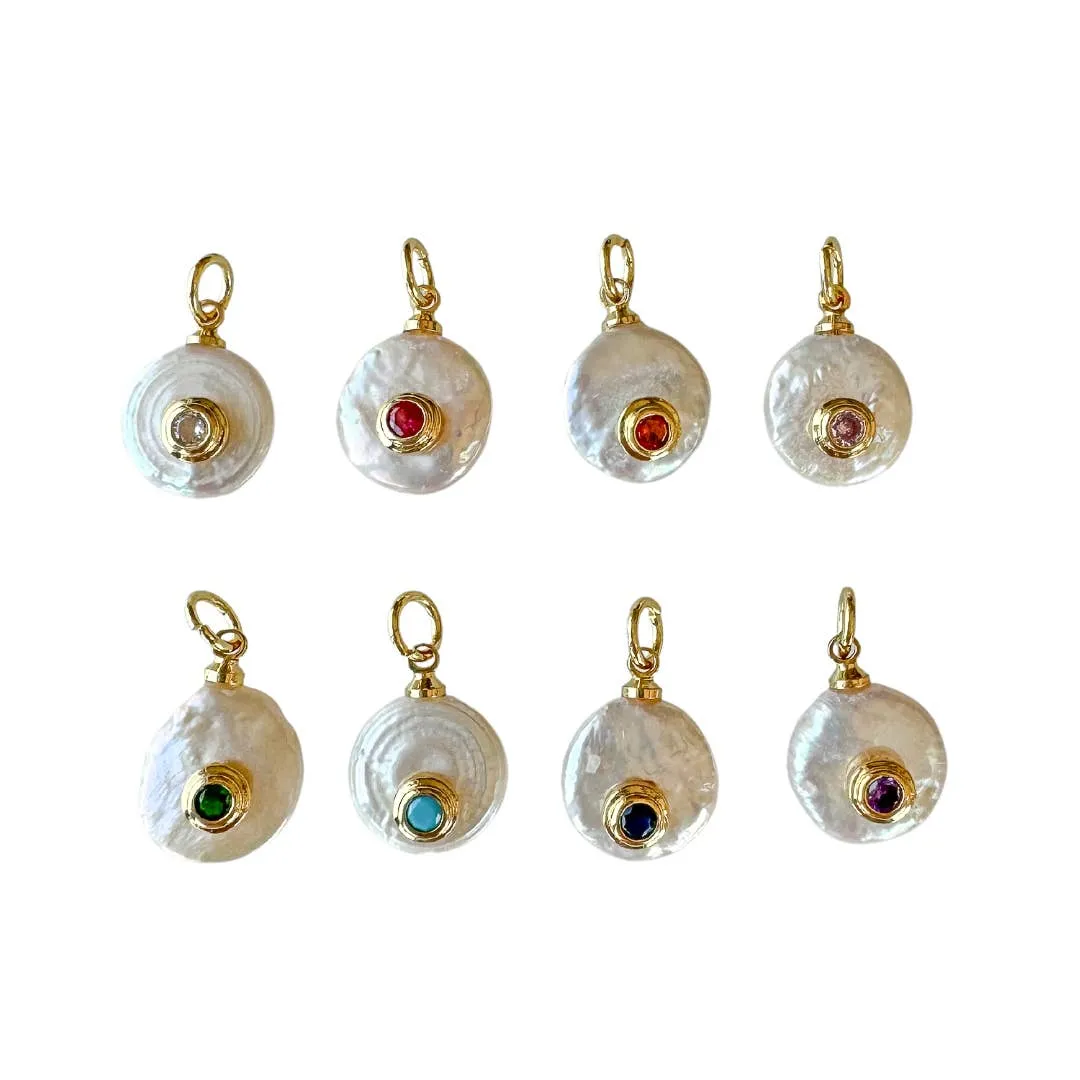 Fresh Pearl Birthstone Charm For Charm Necklace & Bracelet: Green