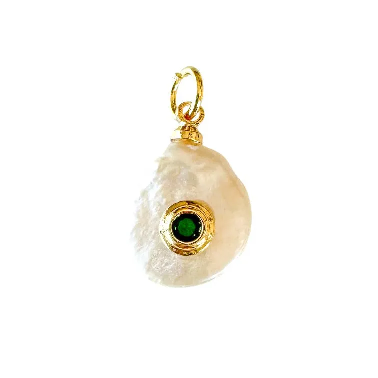 Fresh Pearl Birthstone Charm For Charm Necklace & Bracelet: Green
