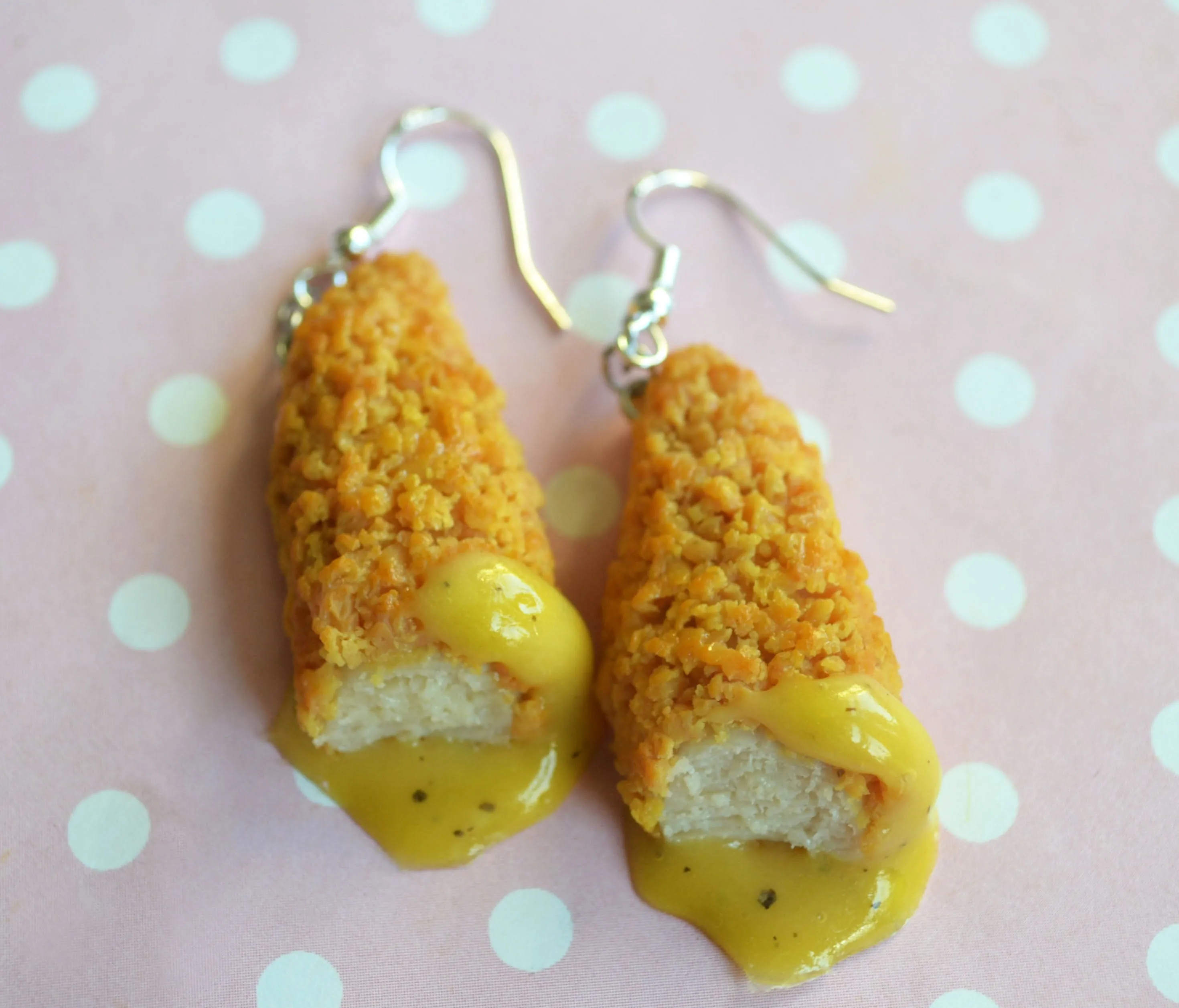 Fried Chicken Tender With Honey Mustard Sauce Dangle Earrings