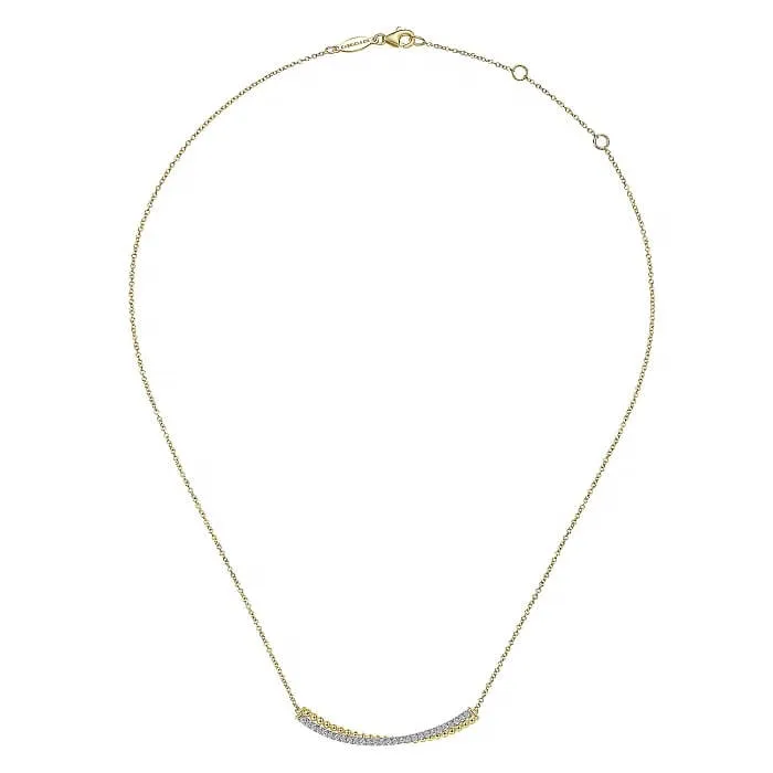 Gabriel 14K Yellow-White Gold Bujukan and Diamond Curved Bar Necklace NK6367M45JJ