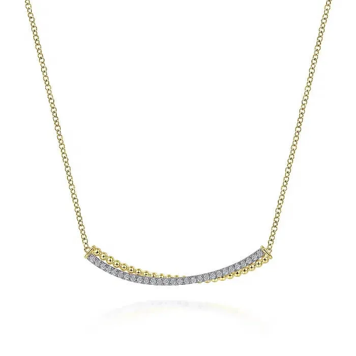 Gabriel 14K Yellow-White Gold Bujukan and Diamond Curved Bar Necklace NK6367M45JJ