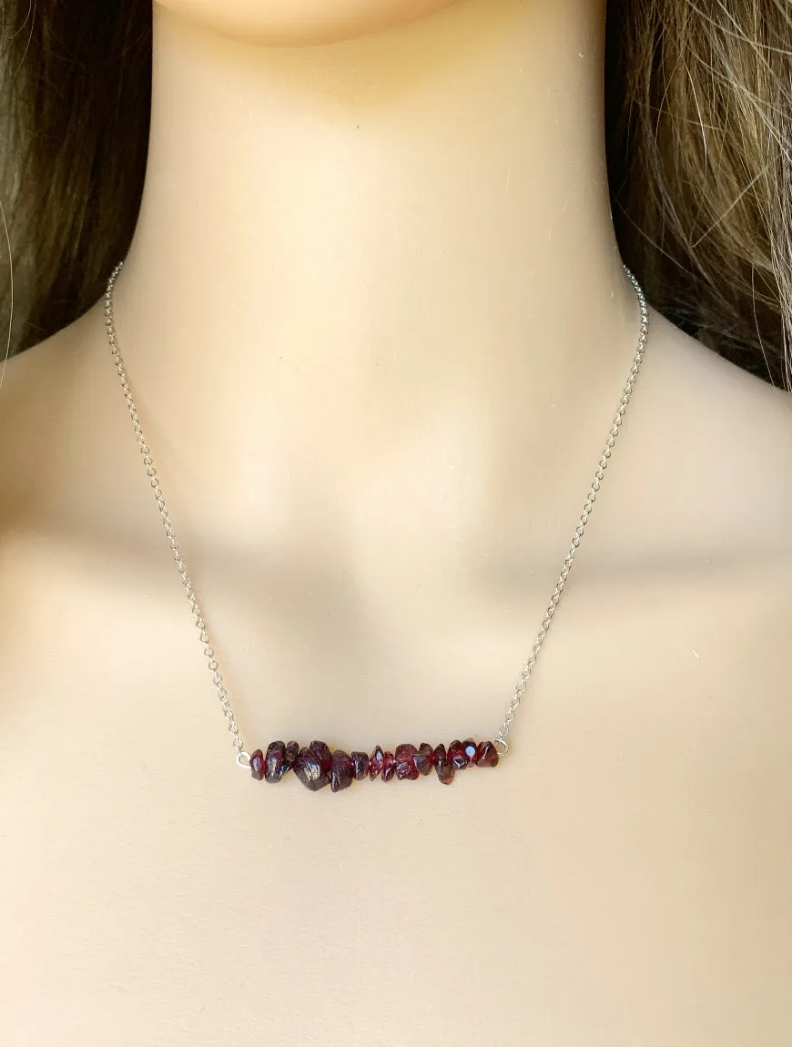 Garnet Bar Necklace