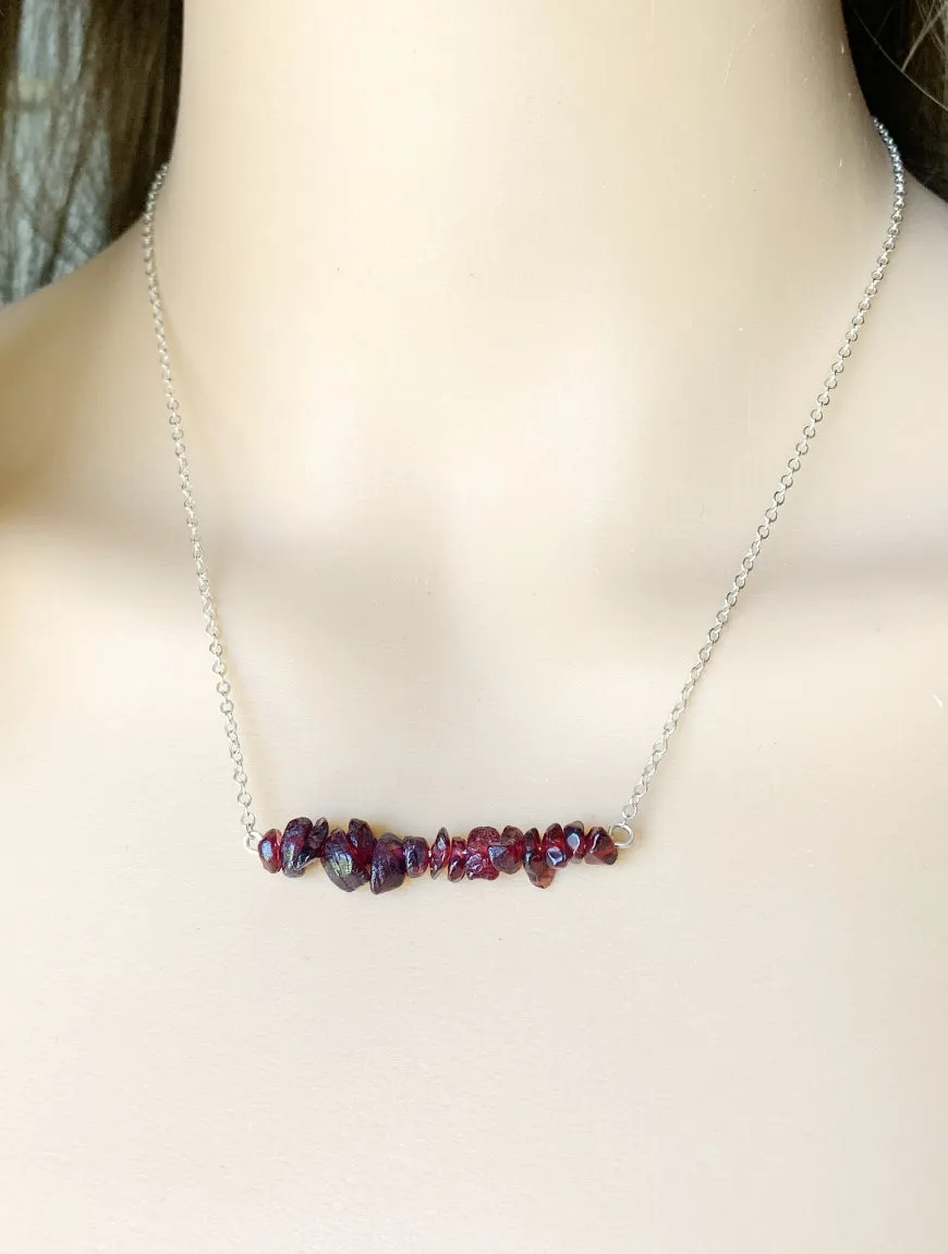 Garnet Bar Necklace