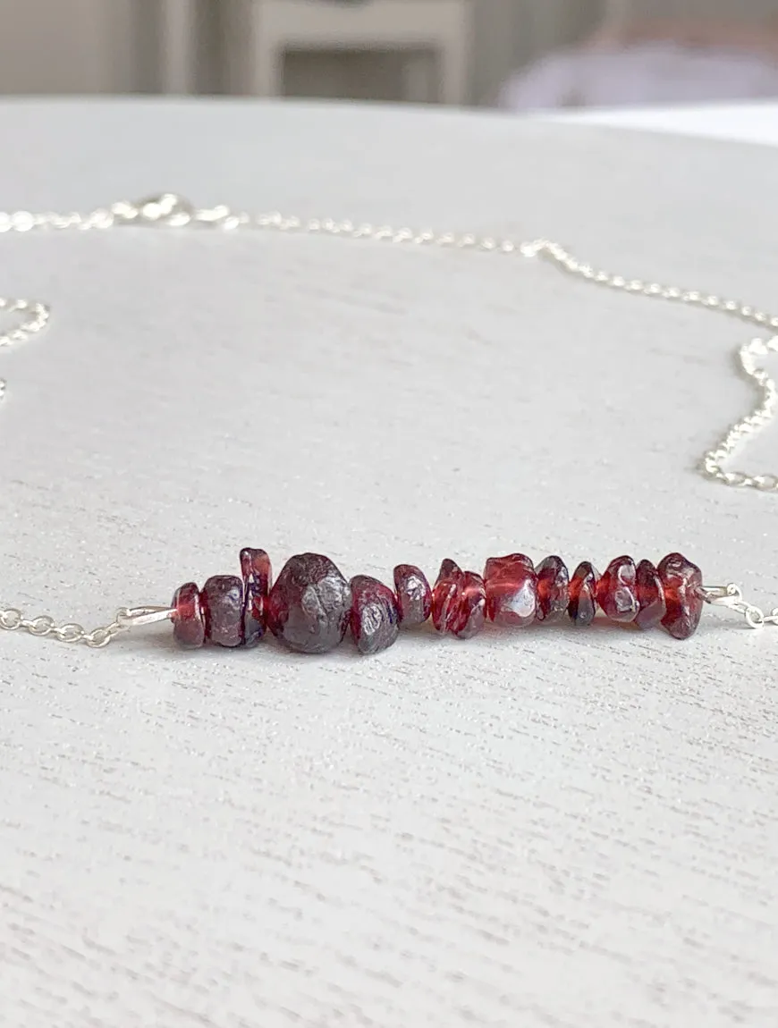 Garnet Bar Necklace