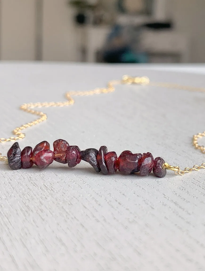 Garnet Bar Necklace