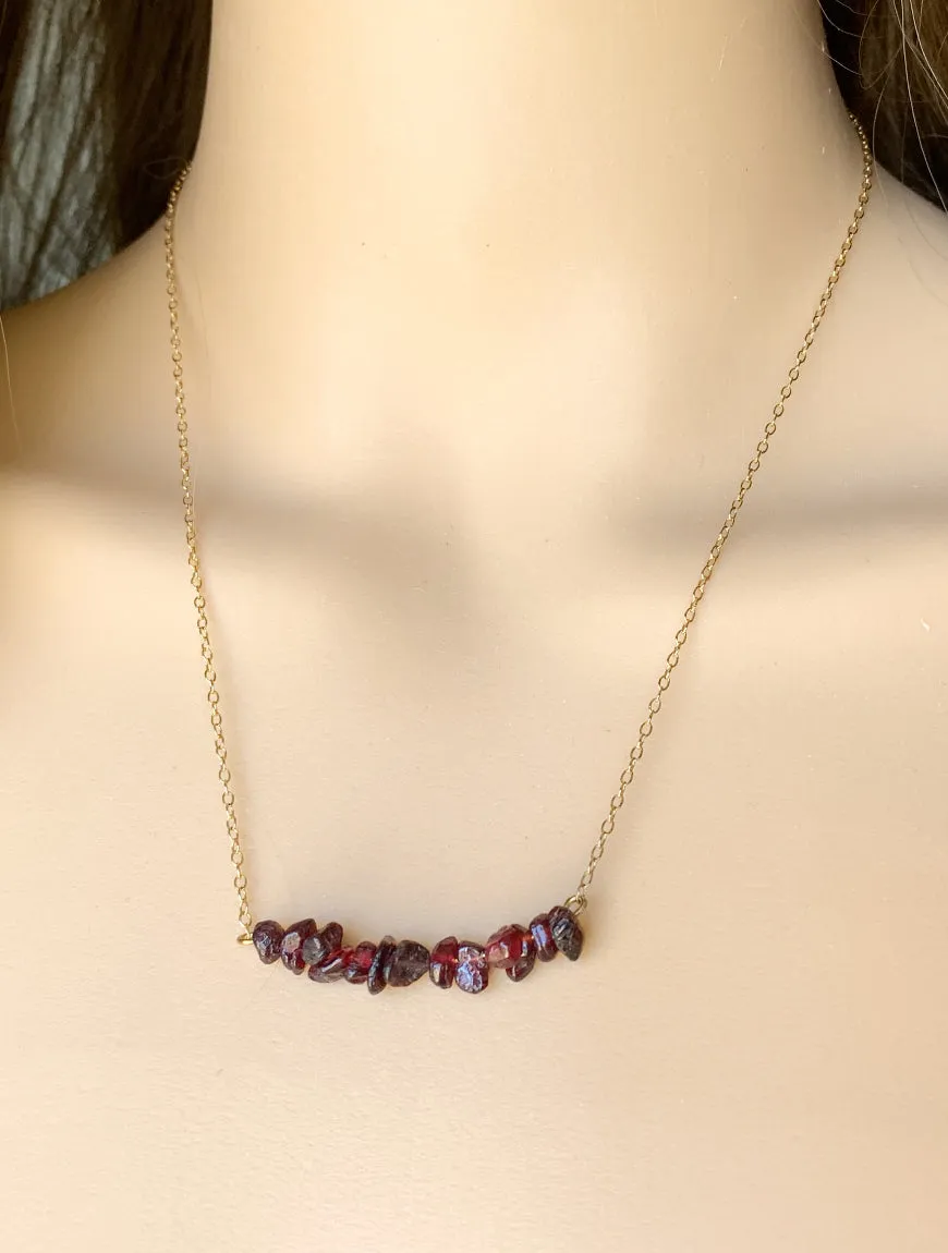 Garnet Bar Necklace